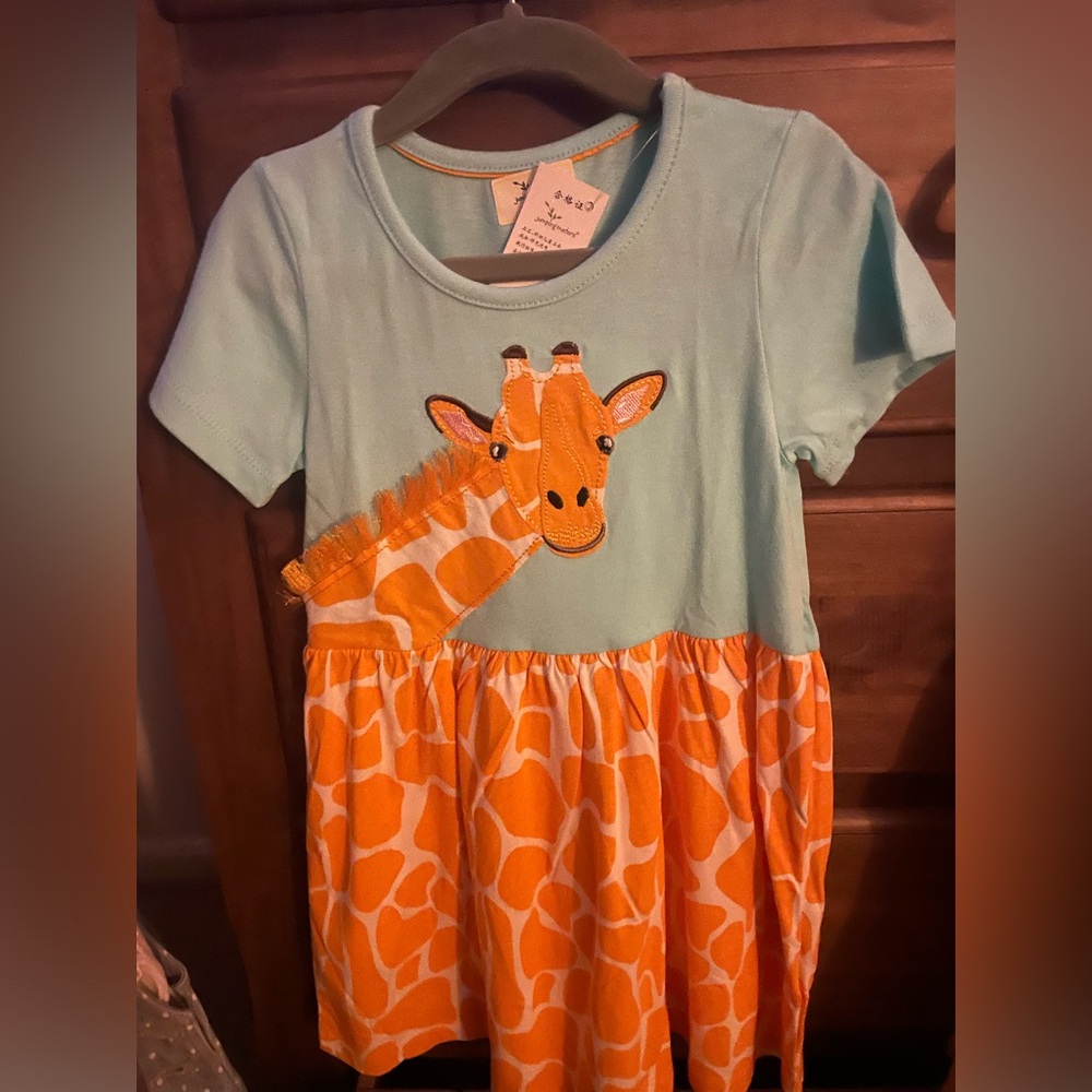 NWT Jumping Meters giraffe dress with fringe